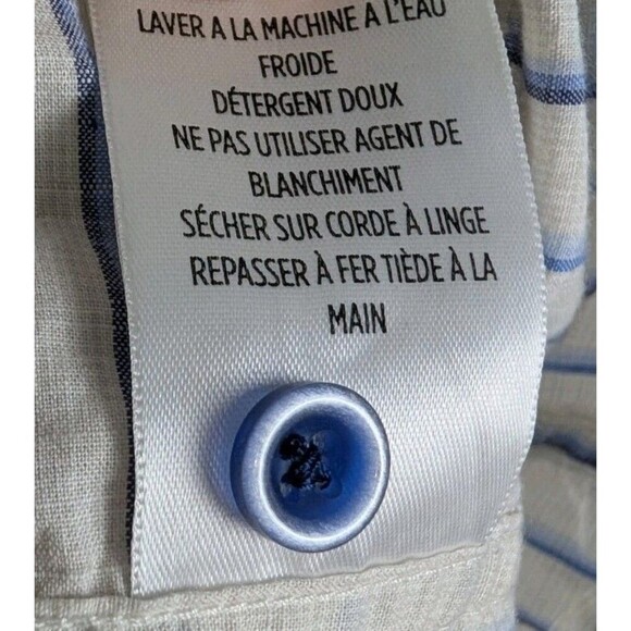 Robert Graham Ivory Striped Button Up Short Sleeve - Medium - Picture 7 of 8